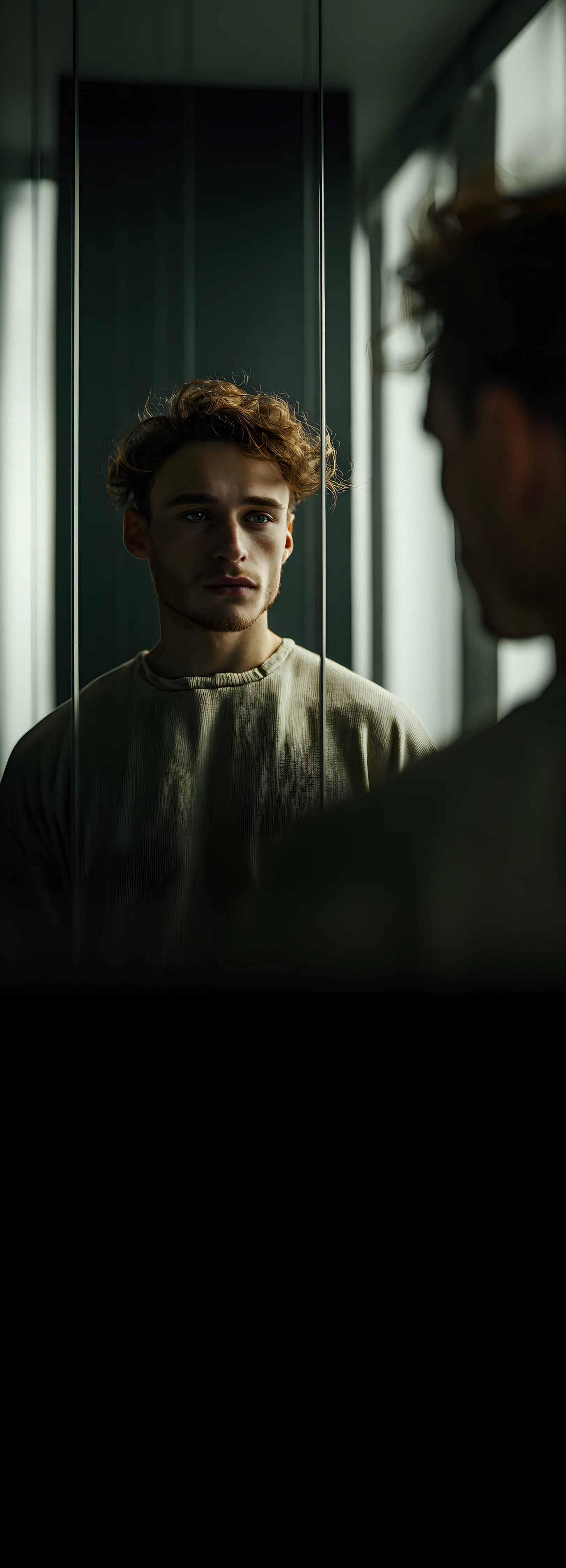 A man looking at himself in a mirror