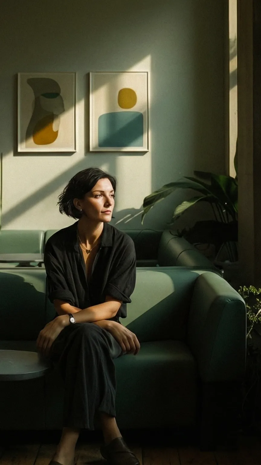 A woman looking out the window