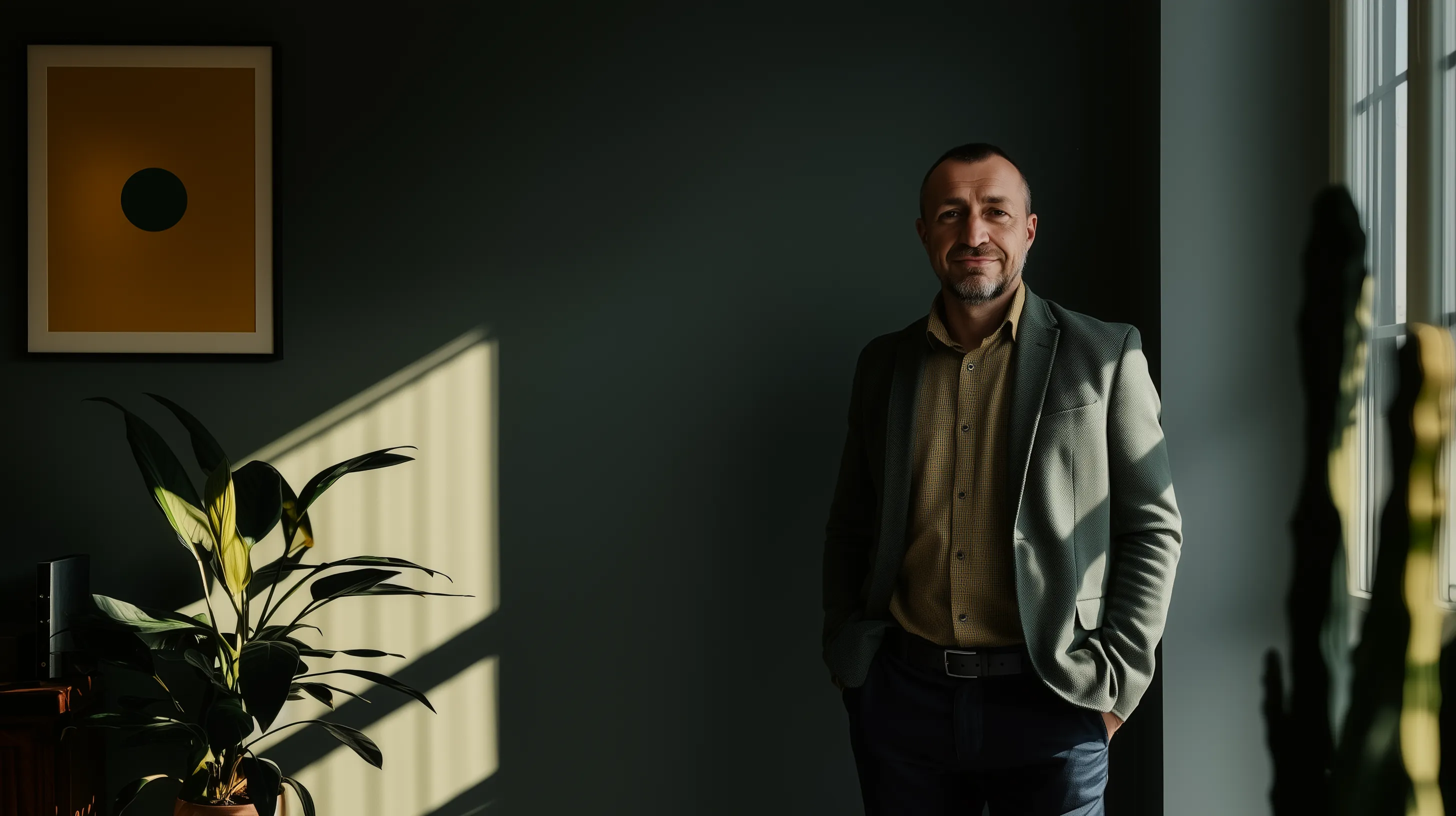 A man looking in camera